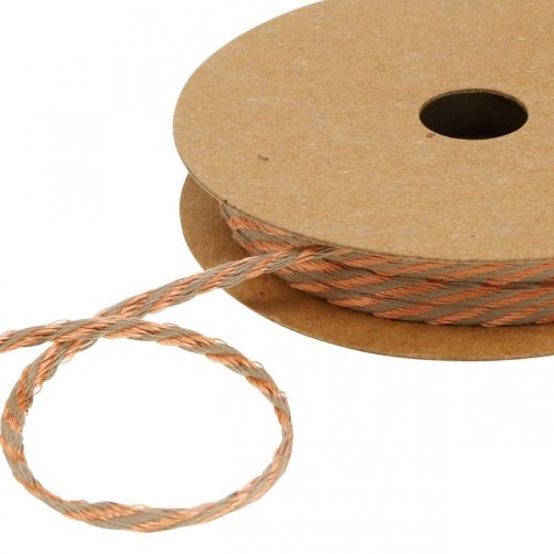 Floristik24 Cordon, ruban décoratif, cordon bijoux Cuivre-couleurs naturelles L20m Ø4cm