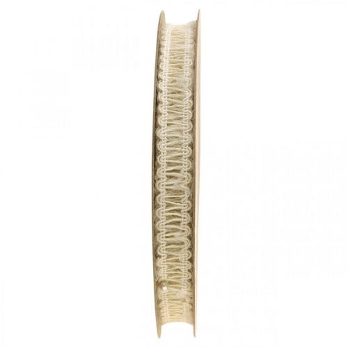 Ruban déco jute, ruban cadeau naturel blanc crème 15mm 15m