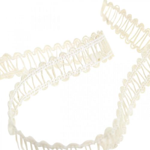 Ruban déco jute, ruban cadeau naturel blanc crème 15mm 15m