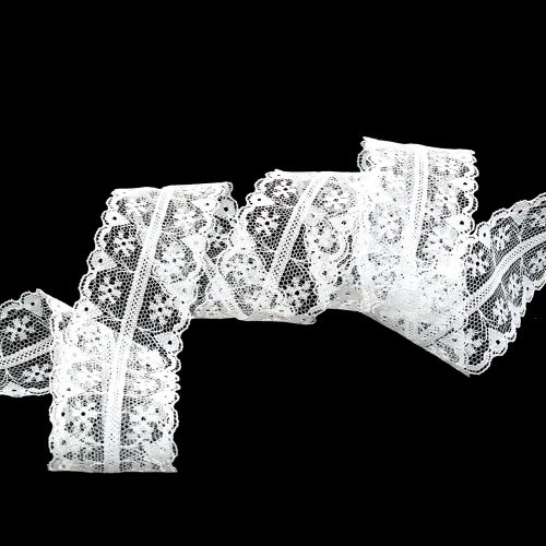 Floristik24 Ruban dentelle vintage blanc 40mm 20m