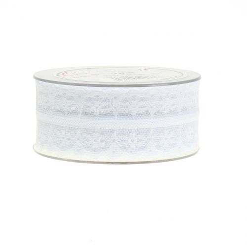 Floristik24 Ruban dentelle vintage blanc 40mm 20m