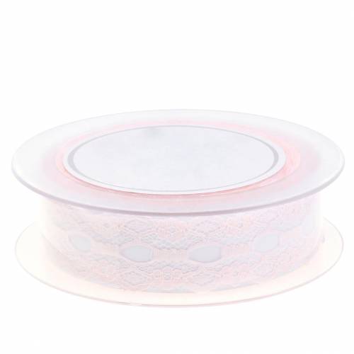 Floristik24 Ruban dentelle rose 30mm ruban déco dentelle décoration mariage 20m