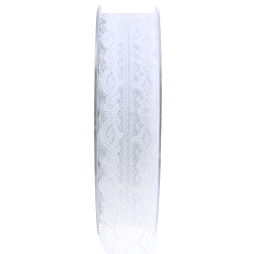 Floristik24 Ruban dentelle bord festonné blanc 25mm 20m