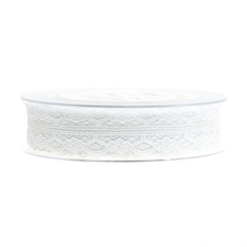 Floristik24 Ruban dentelle bord festonné blanc 25mm 20m