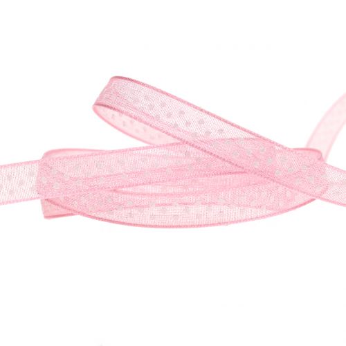 Floristik24 Ruban déco à pois rose 7mm L20m