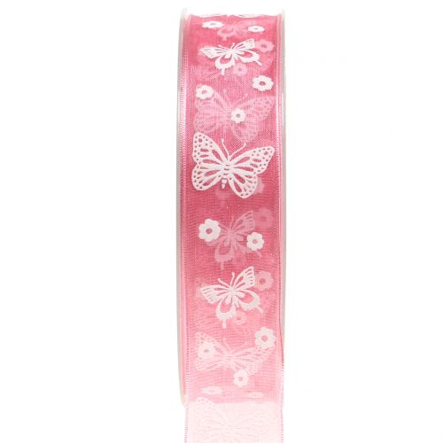 Floristik24 Papillon organza ruban vieux rose 25mm 20m