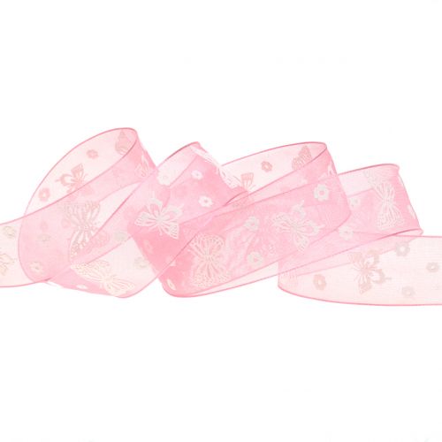 Floristik24 Papillon organza ruban vieux rose 25mm 20m