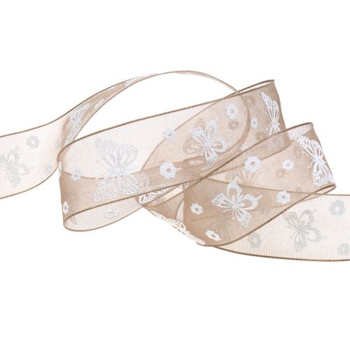 Article Ruban organza papillon brun 25mm 20m