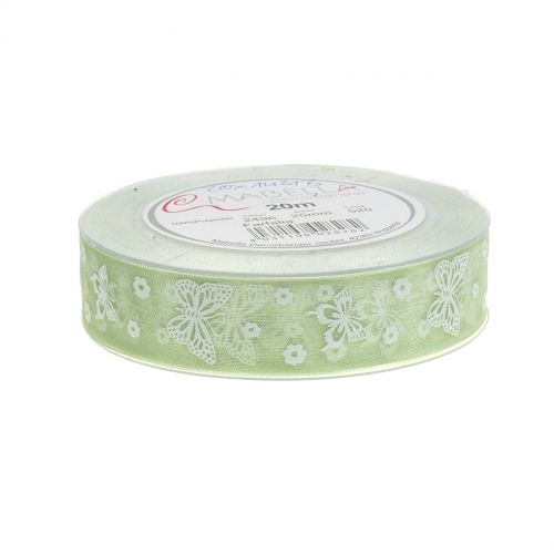 Floristik24 Ruban organza papillon menthe 25mm 20m