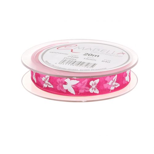 Floristik24 Ruban organza papillon rose 15mm 20m