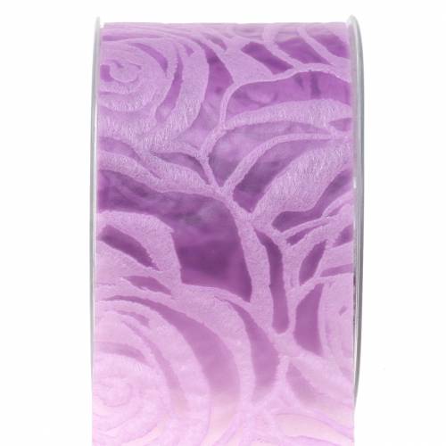 Floristik24 Ruban déco roses large violet 63mm 20m