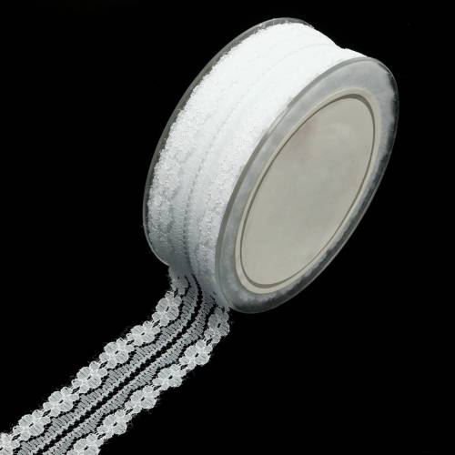 Floristik24 Ruban dentelle ruban décoration blanc 20m 3cm