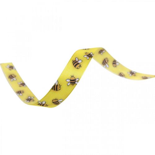 Article Ruban déco jaune printemps, ruban avec abeilles B15mm L20m