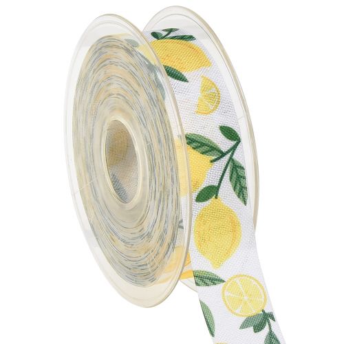 Floristik24 Ruban cadeau avec ruban décoratif citron été L25mm L20m