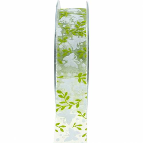 Floristik24 Ruban déco avec papillons 25mm ruban organza vert ruban cadeau 20m