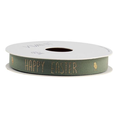 Floristik24 Ruban velours Ruban décoratif Joyeuses Pâques Menthe 15mm 5m