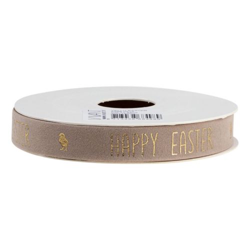 Article Ruban de velours Ruban décoratif Joyeuses Pâques marron 15mm 5m