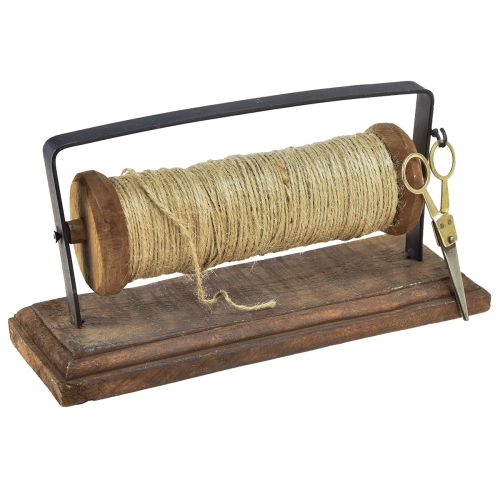 Floristik24 Distributeur bois fonte porte fil ciseaux jute L27,5cm