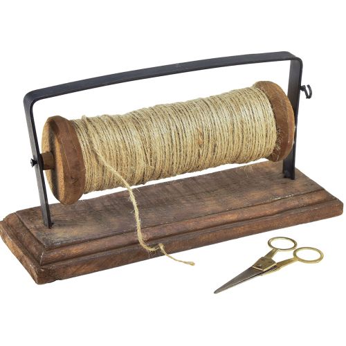 Floristik24 Distributeur bois fonte porte fil ciseaux jute L27,5cm