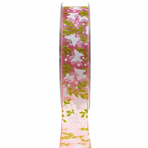 Floristik24 Ruban organza papillon 25mm ruban décoratif rose ruban cadeau 20m