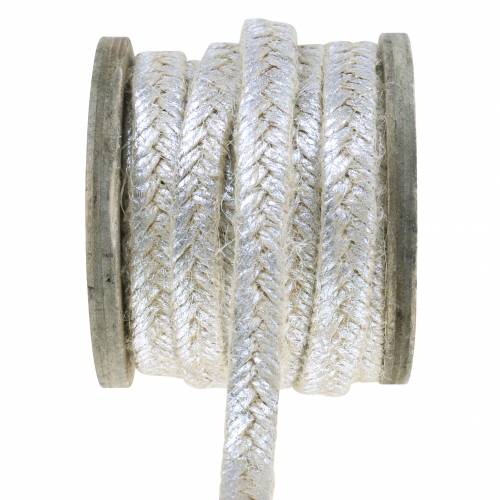 Floristik24 Cordon large jute argent 10mm 4m