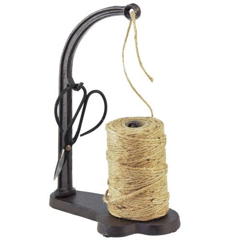 Floristik24 Dévidoir porte fil ciseaux fonte rouleau jute H25cm