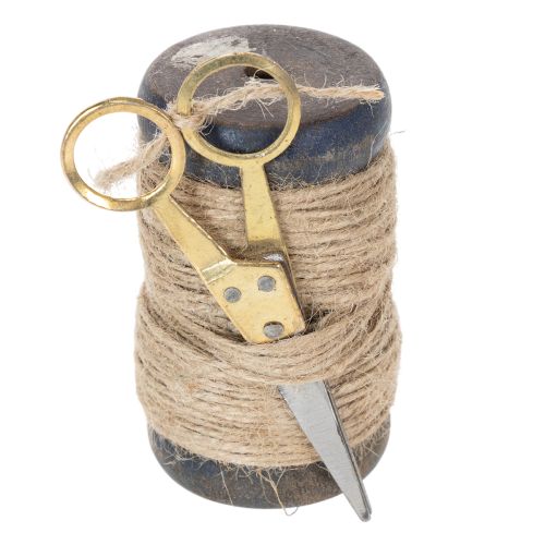 Article Bobine de ruban en jute avec ciseaux Ø5cm H8cm 2 pièces