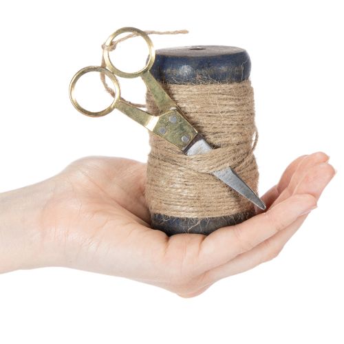 Article Bobine de ruban en jute avec ciseaux Ø5cm H8cm 2 pièces