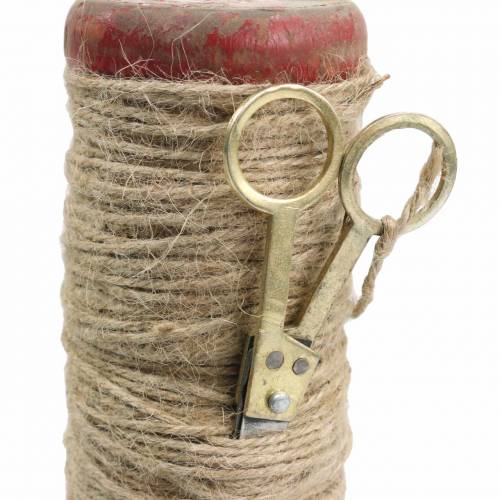 Article Bobine de fil avec ciseaux déco Ø6,5cm H15cm 2pcs style vintage