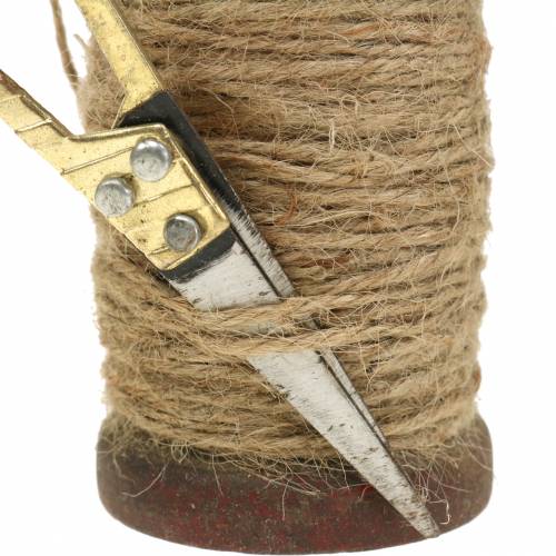 Article Bobine de ruban ruban de jute avec des ciseaux Ø5cm H8cm 2pcs