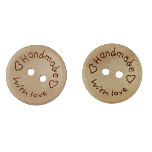 Article Bouton de bricolage bouton en bois avec inscription Ø2cm naturel 220 pcs
