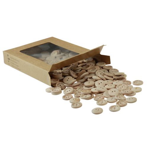 Article Bouton de bricolage bouton en bois avec inscription Ø2cm naturel 220 pcs