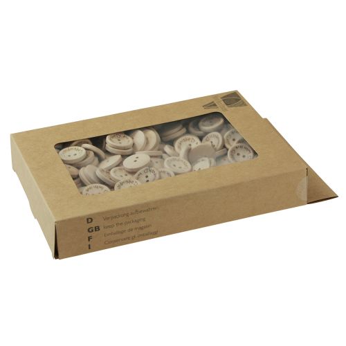 Article Bouton de bricolage bouton en bois avec inscription Ø2cm naturel 220 pcs