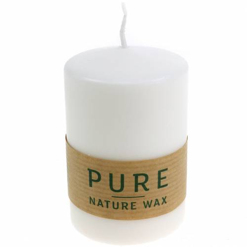 Floristik24 PURE Nature Safe Candle bougie pilier stéarine, cire de colza 90/60mm 1 pièce blanc