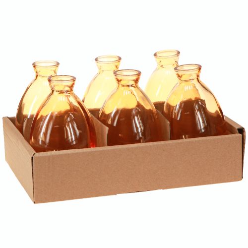 Article Vase bombé Mini vases en verre orange Ø7cm H12cm 6pcs