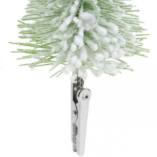Floristik24 Décoration de Noël Sapin de Noël avec pinces à neige vert H13/19cm 4 pièces