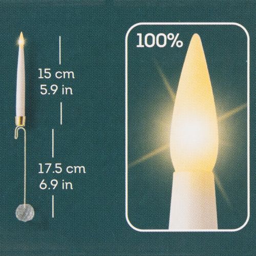 Article Bougies d'arbre Bougies bâton LED avec lumière jaune cristal 31 cm 10 pièces