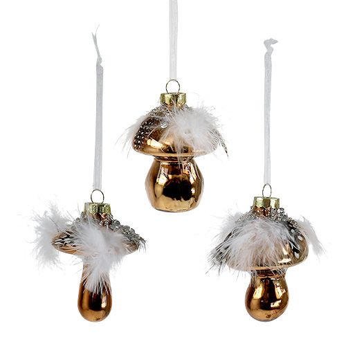 Floristik24 Arbre décoration verre champignon marron 8cm 3pcs