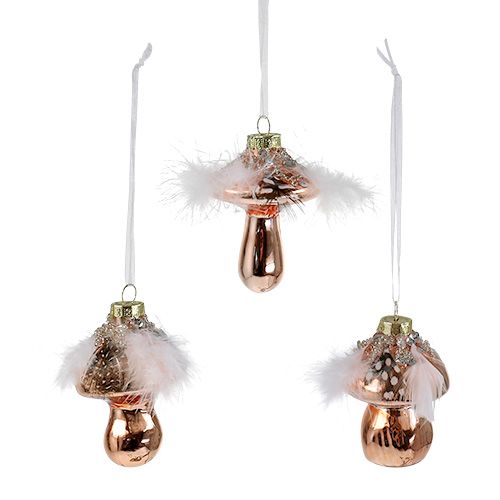 Floristik24 Arbre décorations verre champignon cuivre 8cm 3pcs