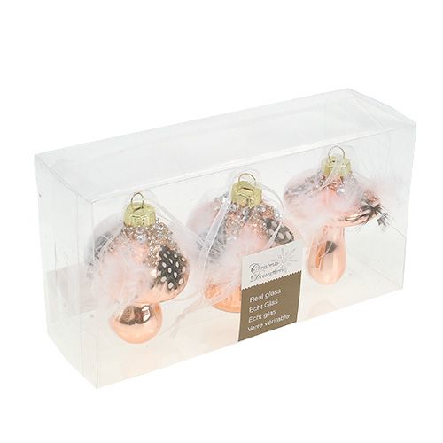 Floristik24 Arbre décorations verre champignon cuivre 8cm 3pcs