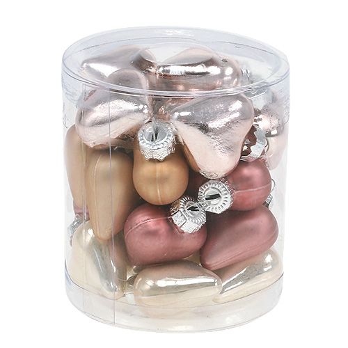 Floristik24 Décorations pour arbres coeurs mix rose 3cm 24 pcs
