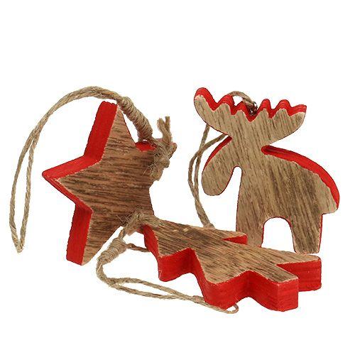 Floristik24 Décorations d'arbre mix rouge, nature 7cm - 9cm 9pcs