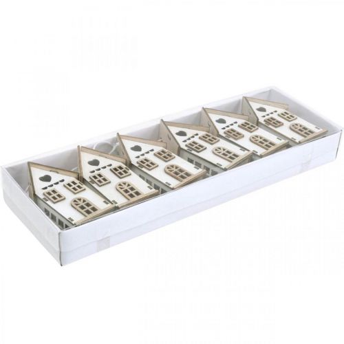 Article Décorations de sapin de Noël, décoration de maison en bois H7.5cm 6pcs