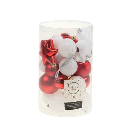 Floristik24 Décoration d&#39;arbre mix rouge, blanc 36pcs