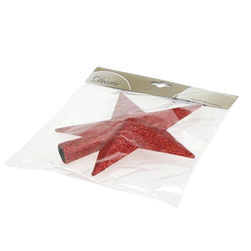 Article Cime d&#39;arbre rouge avec mica Ø2.2cm 19.5cm x 20cm
