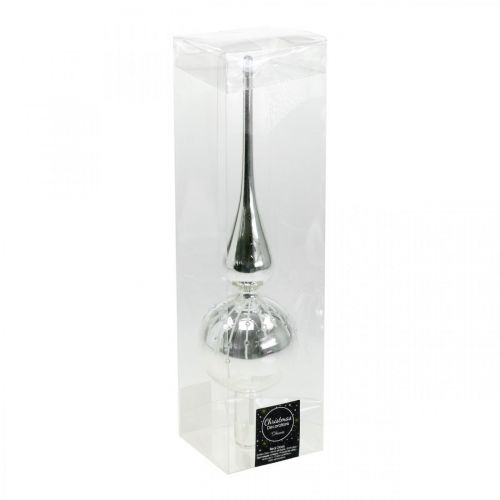 Floristik24 Sapin de Noël avec décoration pailletée, décoration de sapin, Sapin de Noël glaçon argent/blanc H31cm