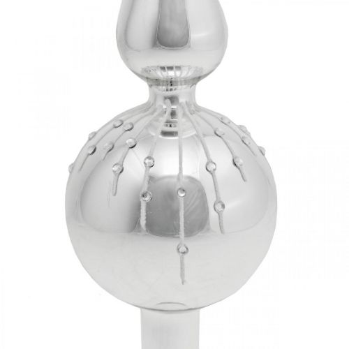 Floristik24 Sapin de Noël avec décoration pailletée, décoration de sapin, Sapin de Noël glaçon argent/blanc H31cm