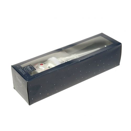 Floristik24 Bonhomme de neige en verre au sommet du sapin 30cm