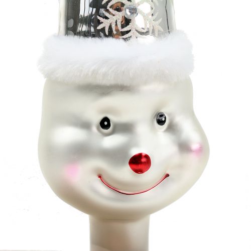 Floristik24 Bonhomme de neige en verre au sommet du sapin 30cm