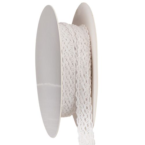 Ruban de dentelle en coton, ruban décoratif fin pour les loisirs créatifs, 15 mm de large, 10 m de long